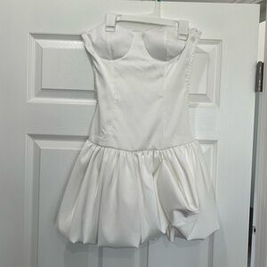 Women’s White Mini Dress with Bubble Hem